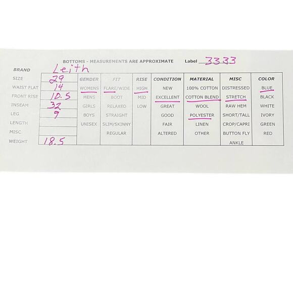 Leith Womens High Rise Flare Medium Wash High Rise Denim Jeans Stretch 29 - Picture 9 of 9